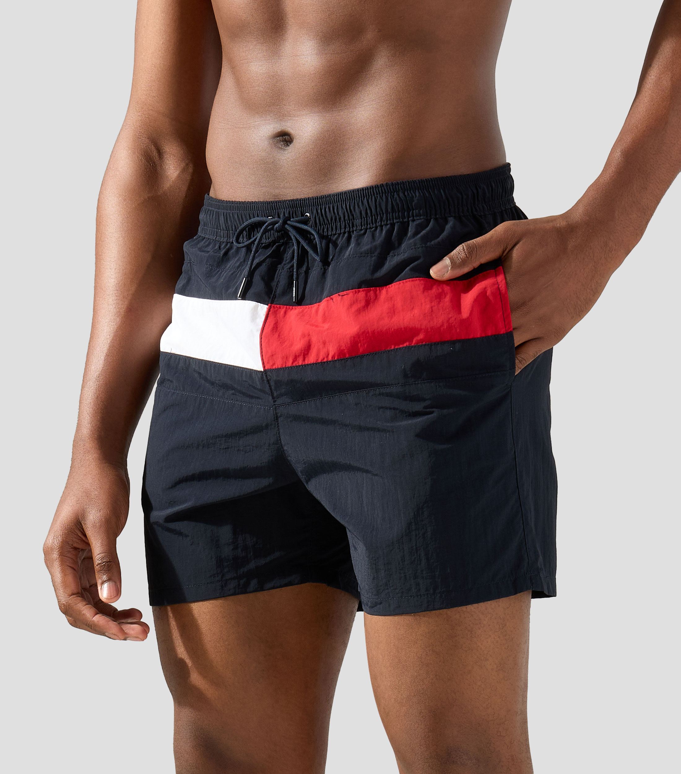 Traje de Baño corto con franjas Hombre